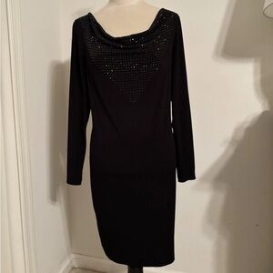 Calvin Klein Elegant Black Long Sleeve Dress